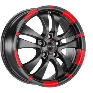 Ronal R59 JET BLACK-MATT-RED RIM