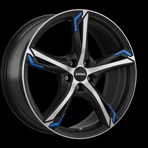 Ronal R62 Blue JET BLACK-MATT-FRONT CUT