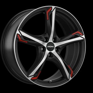 Ronal R62 Red JET BLACK-MATT-FRONT CUT